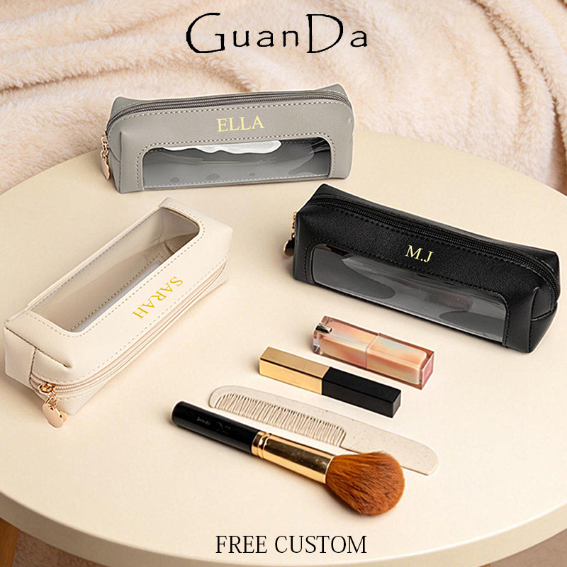 Luxury Bags Wholesale - กระเป๋าเครื่องสำอางแบบพกพาพร้อมซิป กระเป๋าใส่เครื่องสำอางแบบใส สามารถสลักชื่อได้ ขายส่งแบบดรอปชิป กระเป๋าใส่ปากกา ของขวัญ