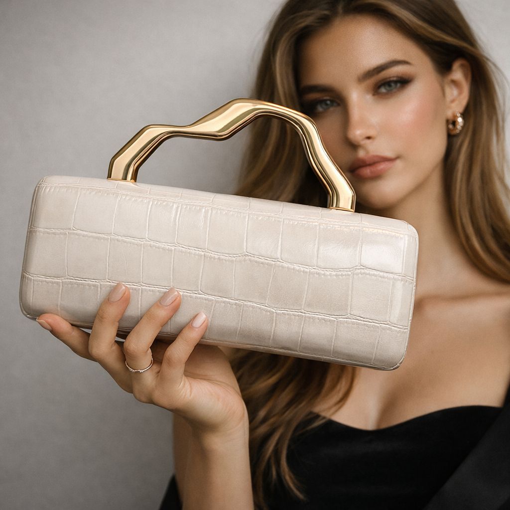 Luxury Bags Must Have - สิ่งที่ต้องมี! กระเป๋าถือสไตล์ฝรั่งเศสย้อนยุคสุดหรู พร้อมลายไม้ไผ่สีคาราเมลและหูจับโลหะ เหมาะสำหรับงานกาล่าและเดท สวยงามและใช้งานได้จริง