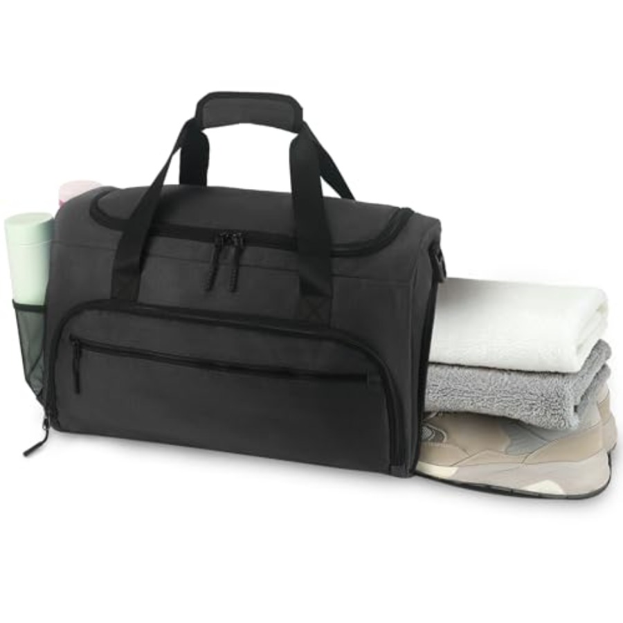 Weekender Bag Duffle - กระเป๋ายิมสำหรับผู้ชายและผู้หญิง, กระเป๋าสะพายกีฬาพร้อมช่องใส่ของเปียกและช่องใส่รองเท้า, กระเป๋าเดินทางแบบกันน้ำสำหรับค้างคืนและวันหยุดสุดสัปดาห์