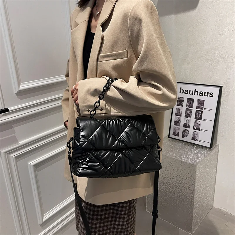 กระเป๋าสะพายข้างผู้หญิงแฟชั่นล - Chain Crossbody Quilted บทวิจารณ์และราคา